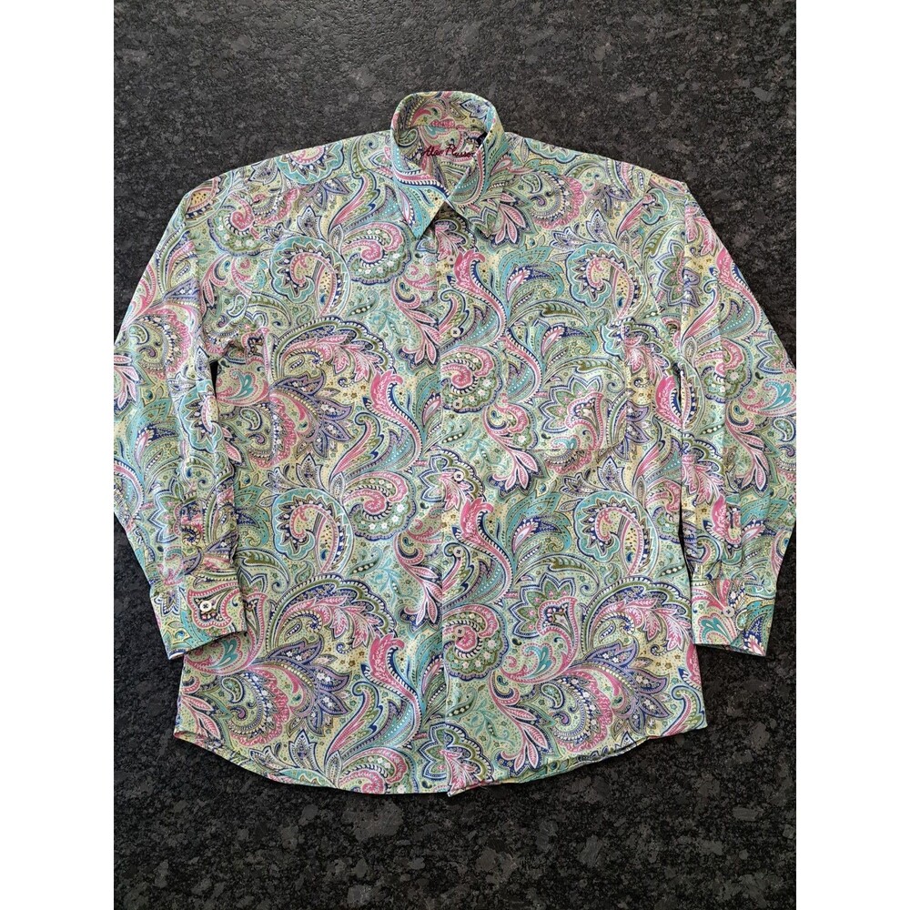 Alan Flusser Shirt Men's M Multicolor Paisley Cotton Long Sleeve Button Up